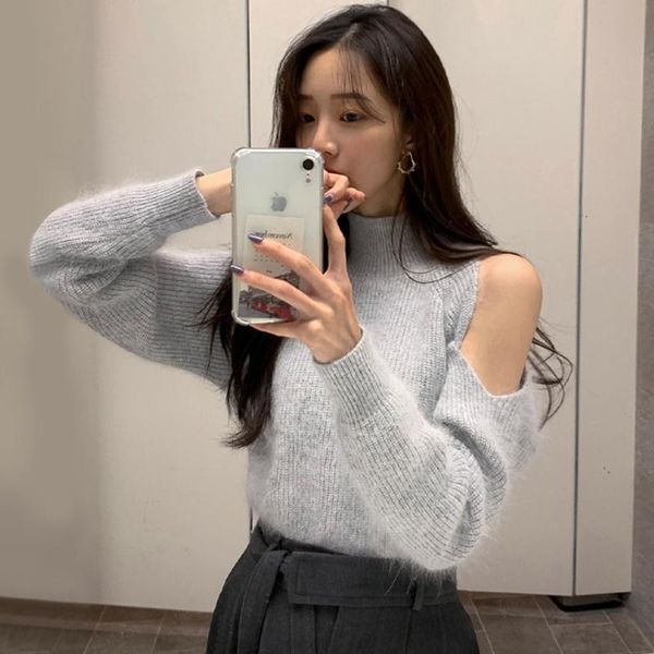women's sweaters korean sweater chic early autumn high neck beware of leakage shoulder design loose long sleeve pullover, White;black
women's sweaters korean sweater chic early autumn high neck beware of leakage shoulder design loose long sleeve pullover, White;black