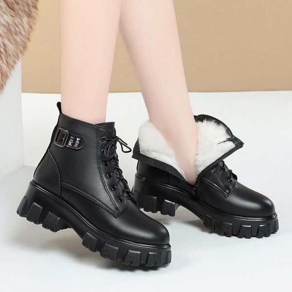 boots women winter genuine leather 2021 fashion natural wool warm thick-soled women's ankle, Black
boots women winter genuine leather 2021 fashion natural wool warm thick-soled women's ankle, Black
