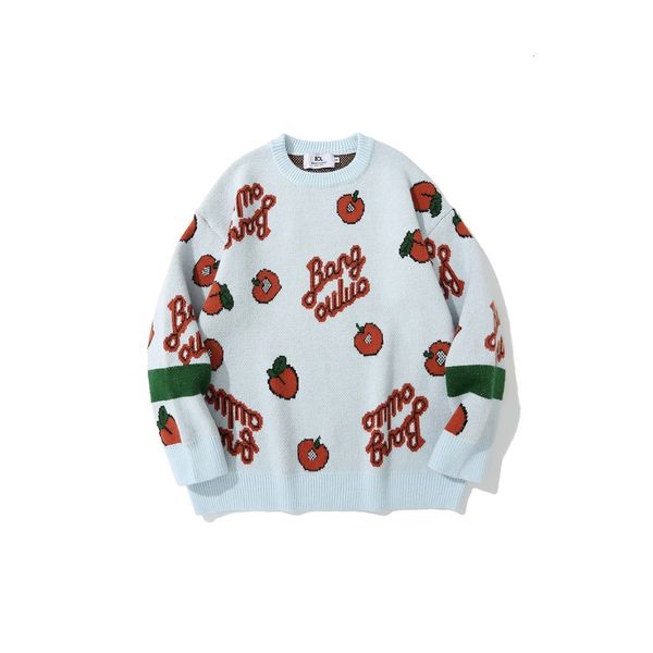 sweater knit wind contrast jacquard ted men's fashion brand loose round neck pullover, White;black
sweater knit wind contrast jacquard ted men's fashion brand loose round neck pullover, White;black
