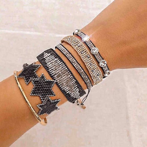 bluestar 2021 women bracelet turkish evil eye bracelets star pulseras mujer moda handmade woven armband, Golden;silver
bluestar 2021 women bracelet turkish evil eye bracelets star pulseras mujer moda handmade woven armband, Golden;silver