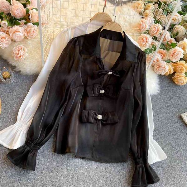 spring summer thin transparent mesh blouse female lapel puff sleeve bow button blusa all-match chiffon shirt c596 210506, White
spring summer thin transparent mesh blouse female lapel puff sleeve bow button blusa all-match chiffon shirt c596 210506, White