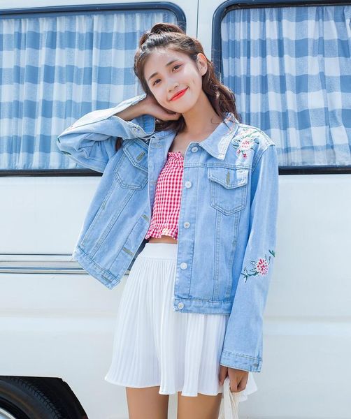 women's jackets casual short denim jacket for women embroidery female jean turn-down collar oversized and coats, Black;brown
women's jackets casual short denim jacket for women embroidery female jean turn-down collar oversized and coats, Black;brown
