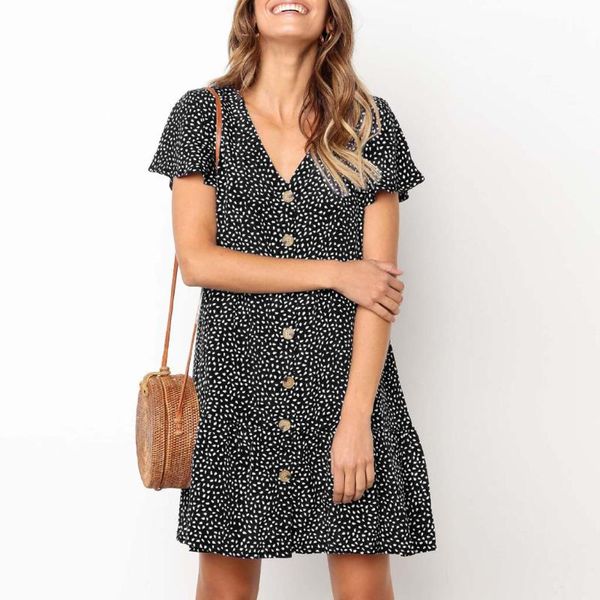 casual dresses fashion women mini dress with button floral printing ruffles v neck sleeveless sundress lady slim party short #t2g, Black;gray
casual dresses fashion women mini dress with button floral printing ruffles v neck sleeveless sundress lady slim party short #t2g, Black;gray