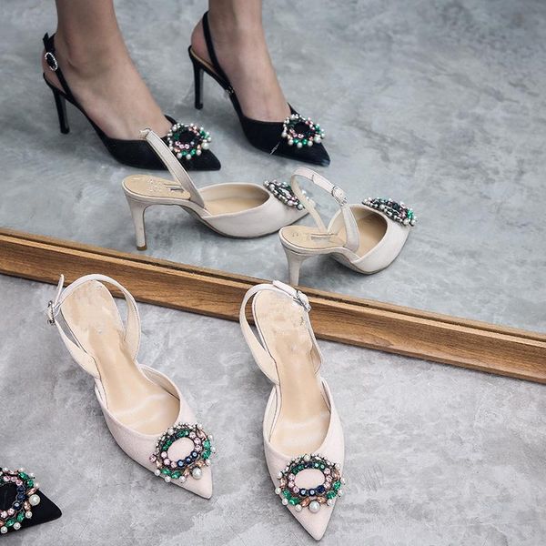 dress shoes brand for women 2021 pointed toe thin heels ladies sandals chain shallow pumps female sweet party sandalias mujer, Black
dress shoes brand for women 2021 pointed toe thin heels ladies sandals chain shallow pumps female sweet party sandalias mujer, Black