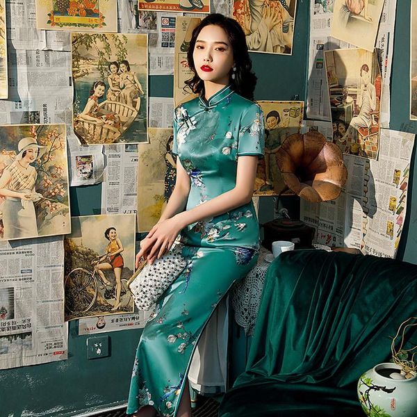 women short sleeve slim printed satin cheongsam novelty vintage chinese mandarin collar qipao evening party dress vestidos ethnic cloth, Red
women short sleeve slim printed satin cheongsam novelty vintage chinese mandarin collar qipao evening party dress vestidos ethnic cloth, Red