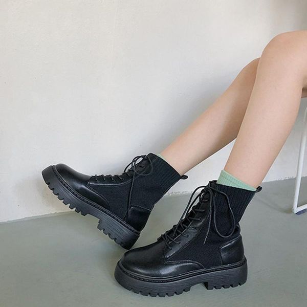 boots ankle women autumn shoes stretch knited splicing women's platform increased lace-up botas de mujer, Black
boots ankle women autumn shoes stretch knited splicing women's platform increased lace-up botas de mujer, Black