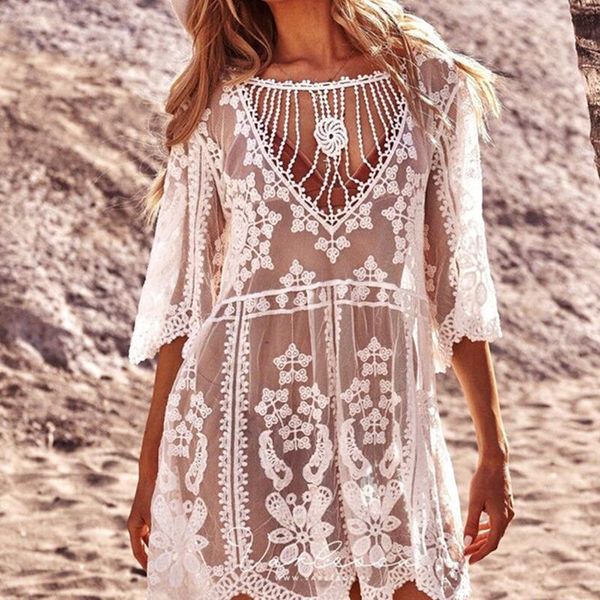 women's swimwear women swimsuit beach coat sun protection blouse cover up floral lace hollow crochet bikini tunic 2021, White;black
women's swimwear women swimsuit beach coat sun protection blouse cover up floral lace hollow crochet bikini tunic 2021, White;black