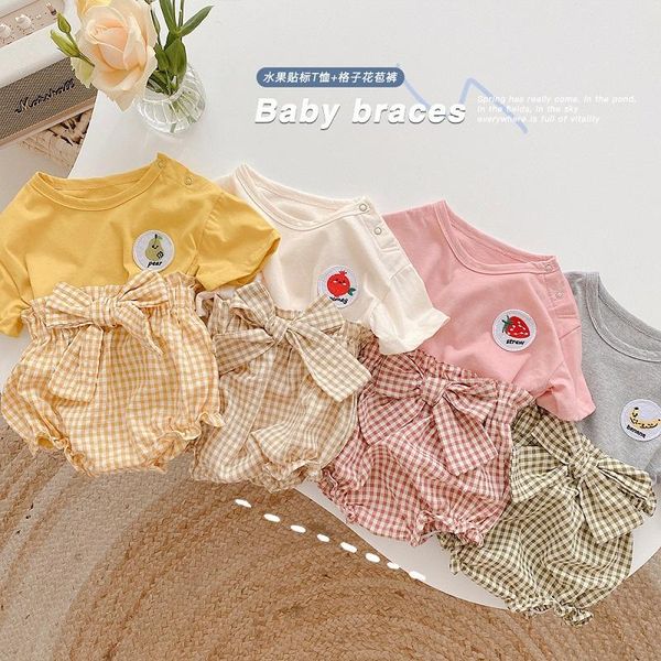 clothing sets 0-3yrs born kids baby boy girl short sleeve crew neck fruit pattern cotton t-shirt bow plaid bloomers summer clothes, White
clothing sets 0-3yrs born kids baby boy girl short sleeve crew neck fruit pattern cotton t-shirt bow plaid bloomers summer clothes, White
