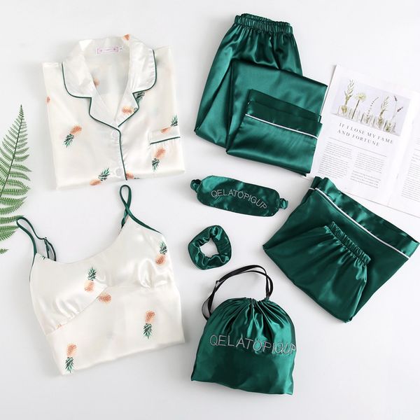 sleepwear 7 pcs satin women pajamas sets summer autumn long sleeve shirts pants homewear printed faux silk pine sleepwear iyxl uhf9, Black;red
sleepwear 7 pcs satin women pajamas sets summer autumn long sleeve shirts pants homewear printed faux silk pine sleepwear iyxl uhf9, Black;red