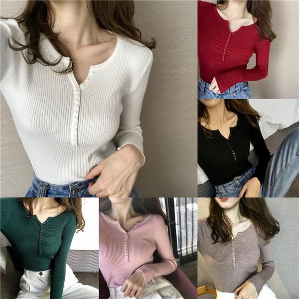 women's sweaters women long sleeve autumn winter v neck button up stretchable pullover korean sweater femme jersey knitted pull jumper, White;black
women's sweaters women long sleeve autumn winter v neck button up stretchable pullover korean sweater femme jersey knitted pull jumper, White;black