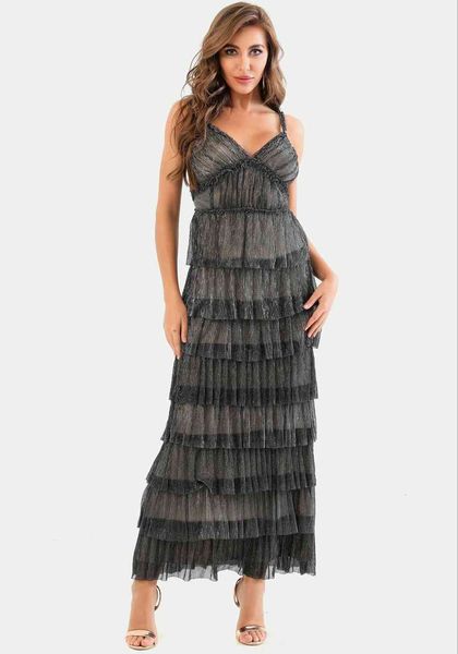 dresses luxury v neck sleeveless ruffles ankle length women winter 2021 designer elegant evening party club vestido, Black;gray
dresses luxury v neck sleeveless ruffles ankle length women winter 2021 designer elegant evening party club vestido, Black;gray