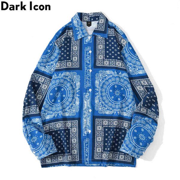 dark icon blue bandana shirt men turn-down collar street men's long sleeved casual s man 210809, White;black
dark icon blue bandana shirt men turn-down collar street men's long sleeved casual s man 210809, White;black