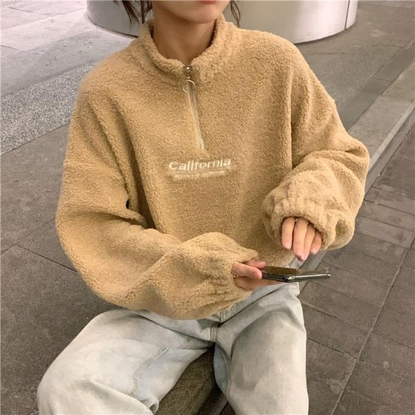 women's hoodies & sweatshirts women loose lazy thick warm lamb wool letter embroidery pullover sweatshirt coat female zippered jacket c, Black
women's hoodies & sweatshirts women loose lazy thick warm lamb wool letter embroidery pullover sweatshirt coat female zippered jacket c, Black