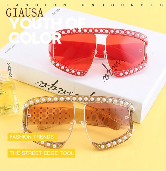 sunglasses giausa fashion large frame 2021 european and american pearl street, White;black
sunglasses giausa fashion large frame 2021 european and american pearl street, White;black