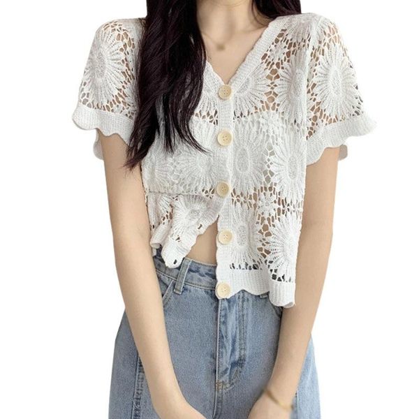 women's t-shirt summer arrival cut out crochet short sleeve breathable tee women v-neck knitted tshirt ladies casual crop, White
women's t-shirt summer arrival cut out crochet short sleeve breathable tee women v-neck knitted tshirt ladies casual crop, White