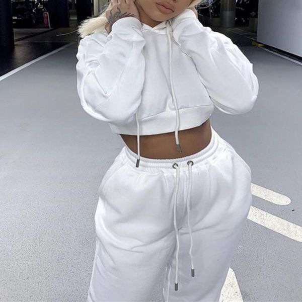 women's two piece pants 2021 autumn suit casual simple commuter style fashion long-sleeved shirt straight slim sports two-piece, White
women's two piece pants 2021 autumn suit casual simple commuter style fashion long-sleeved shirt straight slim sports two-piece, White