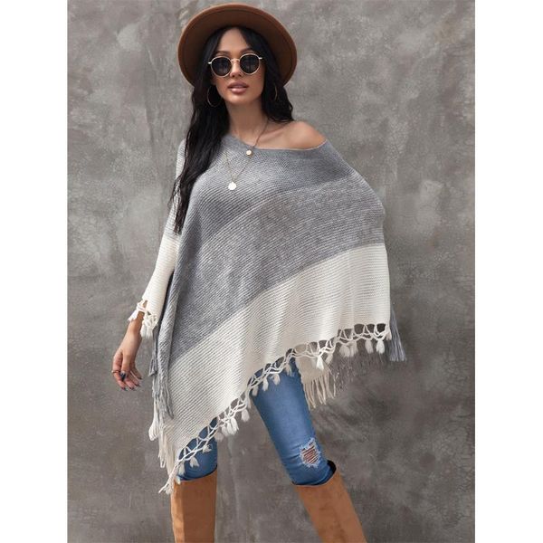 women's sweaters women knitted pullover poncho plus size batwing solid striped scarf winter thick tassel sweater sleeve and capes, White;black
women's sweaters women knitted pullover poncho plus size batwing solid striped scarf winter thick tassel sweater sleeve and capes, White;black