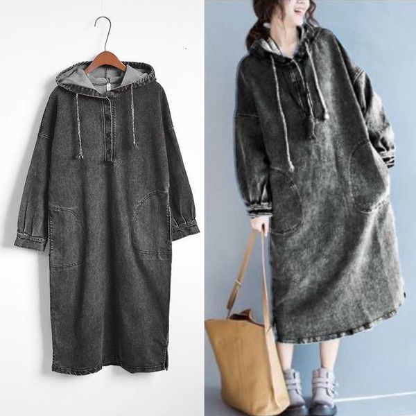 korean casual dresses autumn style large loose hooded windbreaker long sleeve medium length denim dress for women, Black;gray
korean casual dresses autumn style large loose hooded windbreaker long sleeve medium length denim dress for women, Black;gray