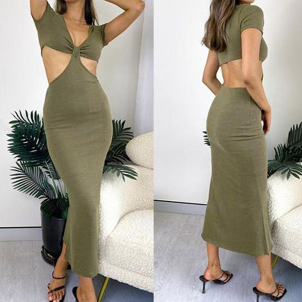 casual dresses for women 2021 knitted cut out spaghetti strap long halter neck backless dress vestidos de mujer, Black;gray
casual dresses for women 2021 knitted cut out spaghetti strap long halter neck backless dress vestidos de mujer, Black;gray