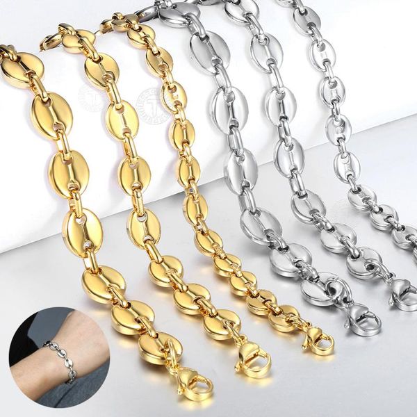 link, chain coffee beans bracelet for men women 7 9 11 mm stainless steel gold silver color marina link hip hop jewelry lkb657, Black
link, chain coffee beans bracelet for men women 7 9 11 mm stainless steel gold silver color marina link hip hop jewelry lkb657, Black