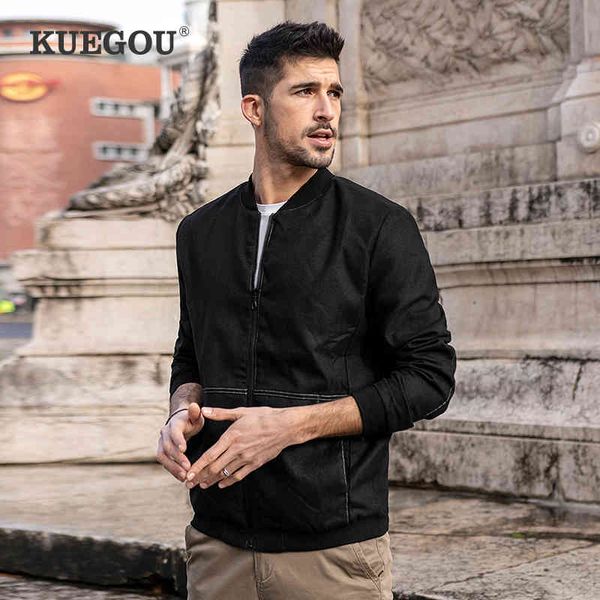 kuegou autumn men's jacket slim black men bomber cardigan jacket fashion contracted leisure baseball zipper uw-0762 210524, Black;brown
kuegou autumn men's jacket slim black men bomber cardigan jacket fashion contracted leisure baseball zipper uw-0762 210524, Black;brown