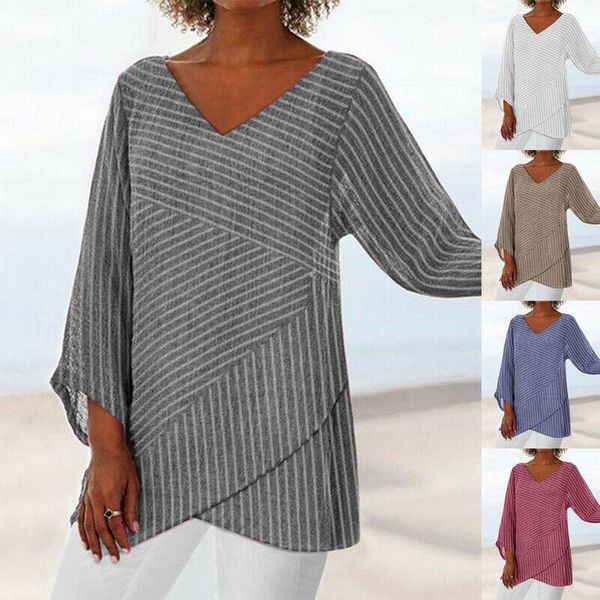 autumn women casual loose v neck striped irregular long sleeve shirts blouse tunic women's blouses &, White
autumn women casual loose v neck striped irregular long sleeve shirts blouse tunic women's blouses &, White