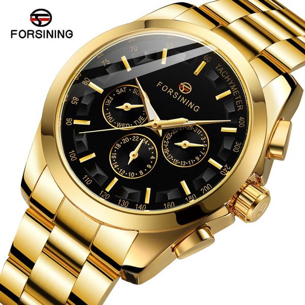 wristwatches forsinng men's three eye nail scale mechanical movement watch black gold circular steel band, Slivery;brown
wristwatches forsinng men's three eye nail scale mechanical movement watch black gold circular steel band, Slivery;brown