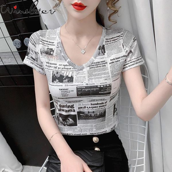 summer european style t-shirt fashion v-neck print graffiti spapers women tees casual all match 2021 t13927a women's, White
summer european style t-shirt fashion v-neck print graffiti spapers women tees casual all match 2021 t13927a women's, White