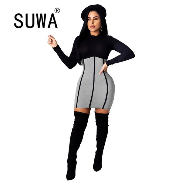 contrast patchwork elegant fashion long sleeve bodycon mini dresses woman party night club tunic wholesale product 210525, Black;gray
contrast patchwork elegant fashion long sleeve bodycon mini dresses woman party night club tunic wholesale product 210525, Black;gray