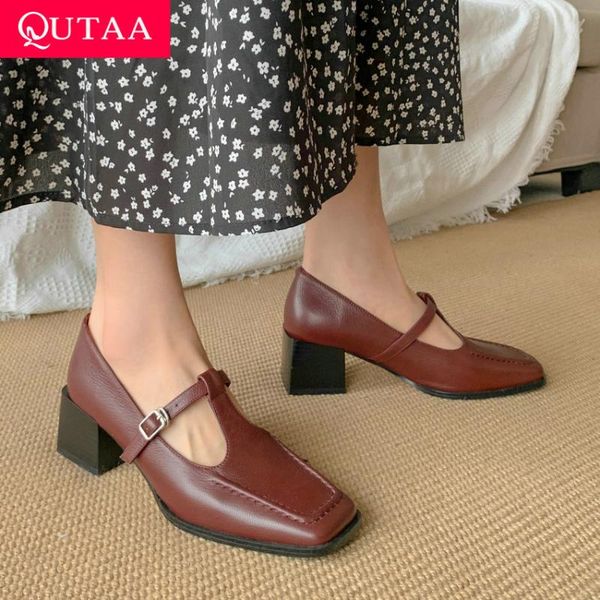 dress shoes qutaa 2021 spring autumn square toe retro women pumps genuine leather high heels t-strap buckle ladies size 34-39, Black
dress shoes qutaa 2021 spring autumn square toe retro women pumps genuine leather high heels t-strap buckle ladies size 34-39, Black