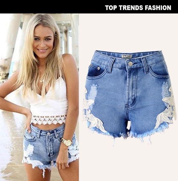 style shorts women summer jeans lace high waist beach casual ripped tassel hole denim soft cotton women's, White;black
style shorts women summer jeans lace high waist beach casual ripped tassel hole denim soft cotton women's, White;black