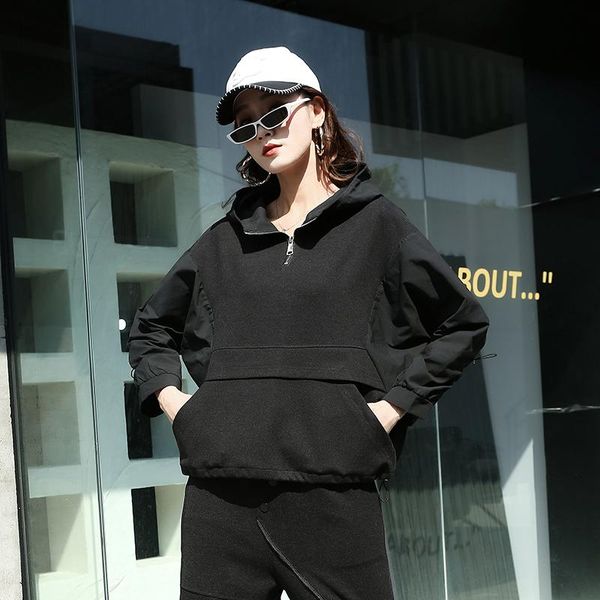 women's hoodies & sweatshirts autumn winter fashion solid color casual patchwork hooded sweatshirt streetwear loose hip hop pullover ho, Black
women's hoodies & sweatshirts autumn winter fashion solid color casual patchwork hooded sweatshirt streetwear loose hip hop pullover ho, Black