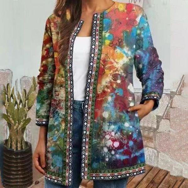 women's jackets women cardigan coat floral print o neck autumn winter loose crew jacket for vintage, Black;brown
women's jackets women cardigan coat floral print o neck autumn winter loose crew jacket for vintage, Black;brown