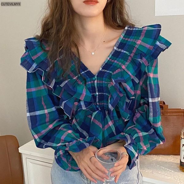 arrival retro fall autumn gental blouses v-neck fashion long sleeves ruffles stylish elegance women plaid shirts1, White
arrival retro fall autumn gental blouses v-neck fashion long sleeves ruffles stylish elegance women plaid shirts1, White