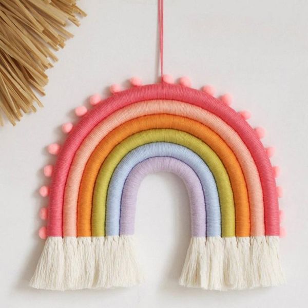tapestries diy rainbow hanging ornament rope handmade woven wall decor baby girls room home nursery 7 lines