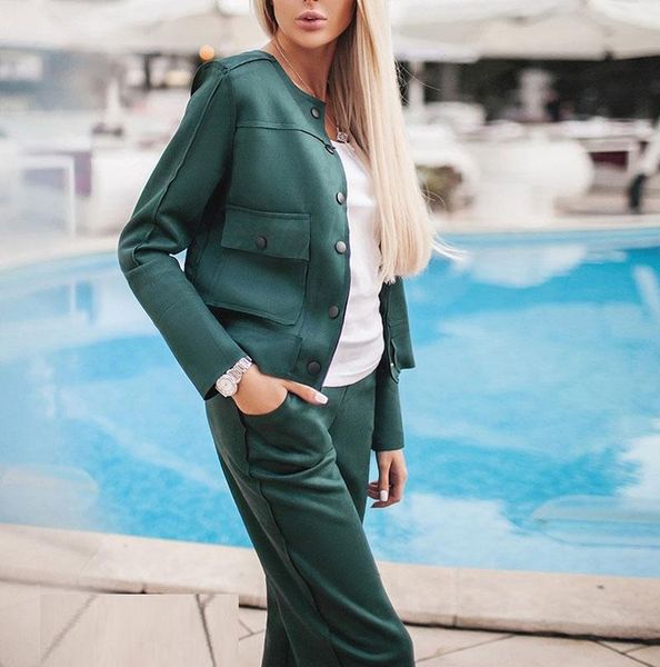 spring autumn women's casual solid color suede suits ladies pant single-breasted pockets jacket and trouser sets two piece pants, White
spring autumn women's casual solid color suede suits ladies pant single-breasted pockets jacket and trouser sets two piece pants, White