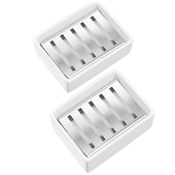 soap dishes ceramic dish stainless steel holder for bathroom and shower double layer draining box, 2 pieces
soap dishes ceramic dish stainless steel holder for bathroom and shower double layer draining box, 2 pieces