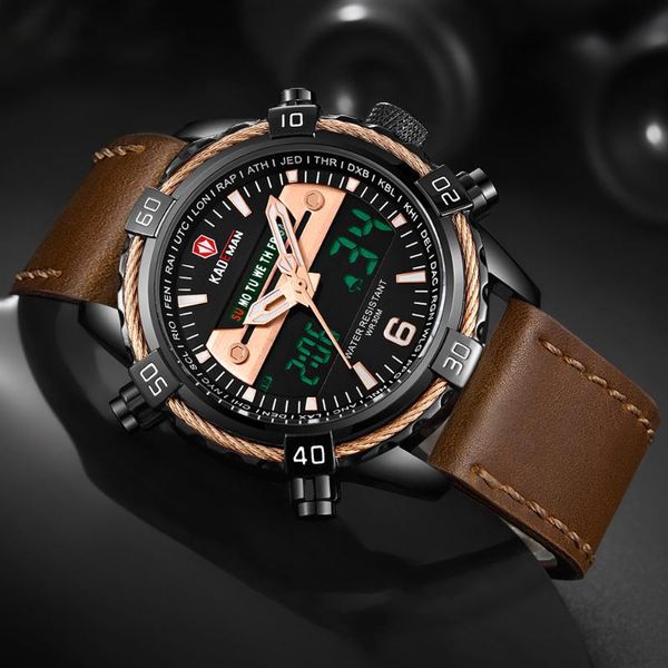 wristwatches fashion military mens watches leather strap dual display digital watch chronograph alarm male quartz wristwatch relogio, Slivery;brown
wristwatches fashion military mens watches leather strap dual display digital watch chronograph alarm male quartz wristwatch relogio, Slivery;brown