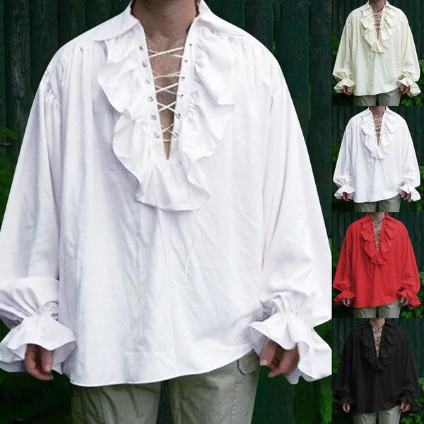 men's casual shirts fashion men bandage long sleeve autumn shirt gothic man blouse 2021, White;black
men's casual shirts fashion men bandage long sleeve autumn shirt gothic man blouse 2021, White;black
