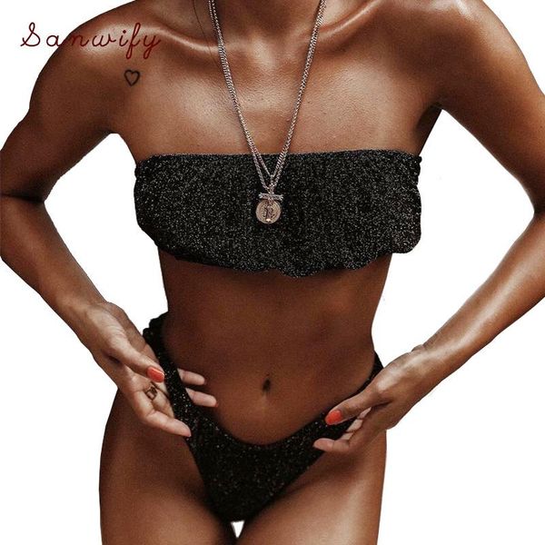 women's swimwear shiny glitter bikini 2021 women swimsuit two-pieces set bather bathing suit swim, White;black
women's swimwear shiny glitter bikini 2021 women swimsuit two-pieces set bather bathing suit swim, White;black