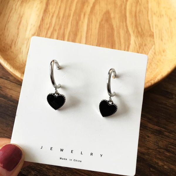 dangle & chandelier s925 needel modern jewelry black heart earrings style delicate metal round sweet love drop for girl party gifts, Silver
dangle & chandelier s925 needel modern jewelry black heart earrings style delicate metal round sweet love drop for girl party gifts, Silver