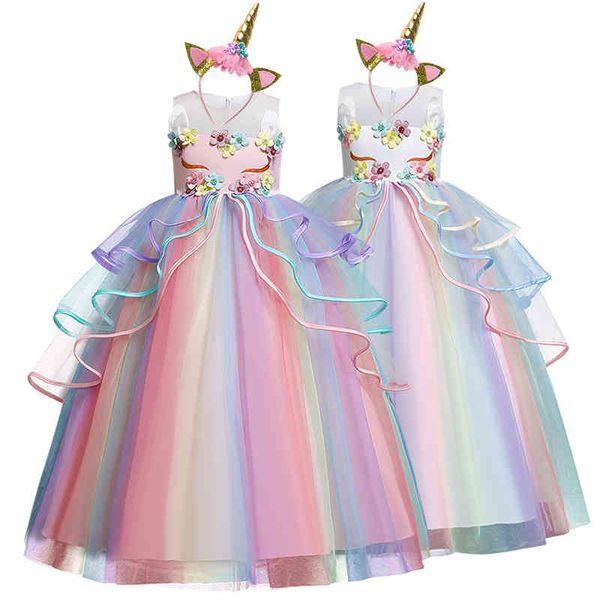classic appliques flower unicorn girls dress rainbow tulle long prom gown floral beading kids clothes halloween carnival girls dress up, Red;yellow
classic appliques flower unicorn girls dress rainbow tulle long prom gown floral beading kids clothes halloween carnival girls dress up, Red;yellow