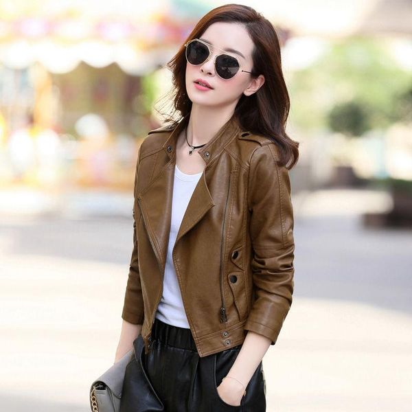 women's leather & faux 2021 women spring autumn pu leisure bodyish motorcycle jacket fashion outerwear stand collar coats a176, Black
women's leather & faux 2021 women spring autumn pu leisure bodyish motorcycle jacket fashion outerwear stand collar coats a176, Black