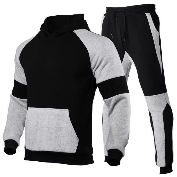 men's tracksuits spring autumn running sportswear two-piece male hoodie + pants suit men casual black and white stitching sweatshirt, Gray
men's tracksuits spring autumn running sportswear two-piece male hoodie + pants suit men casual black and white stitching sweatshirt, Gray