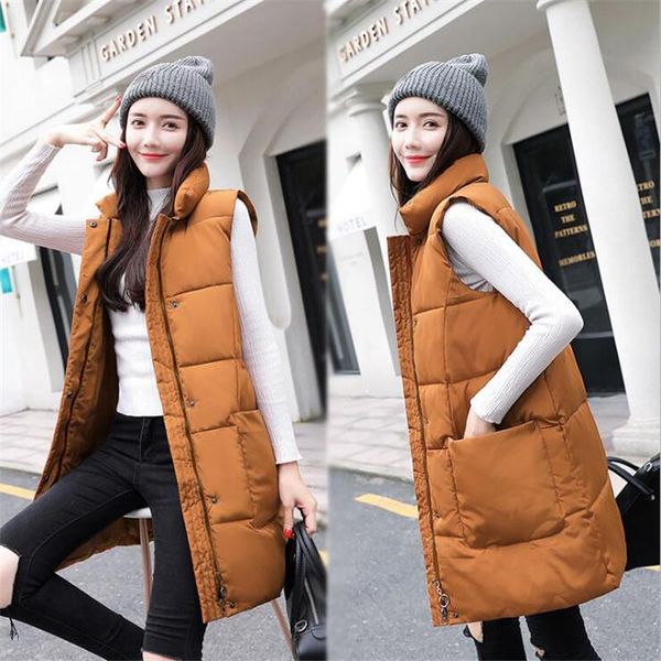 women's vests sleeveless cardigan women medium long cotton waistcoat warm vertical collar zipper casual light down female vest b271, Black;white
women's vests sleeveless cardigan women medium long cotton waistcoat warm vertical collar zipper casual light down female vest b271, Black;white