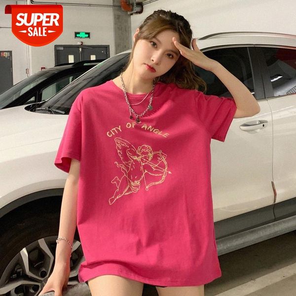 red angel short-sleeved t-shirt women loose korean version of the new mid-length blouse missing trend #ur2y, White
red angel short-sleeved t-shirt women loose korean version of the new mid-length blouse missing trend #ur2y, White
