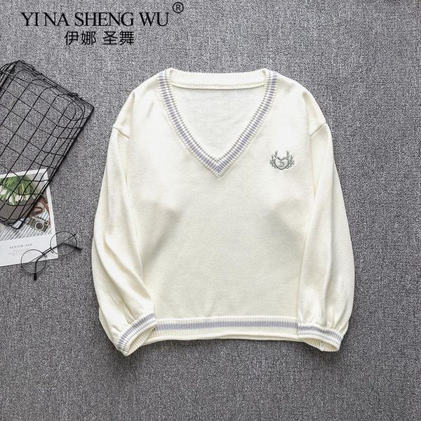 middle school student of autumn winter, long sleeve knit pullovers v neck sweaters for jk uniform thanks clothing sets, White
middle school student of autumn winter, long sleeve knit pullovers v neck sweaters for jk uniform thanks clothing sets, White