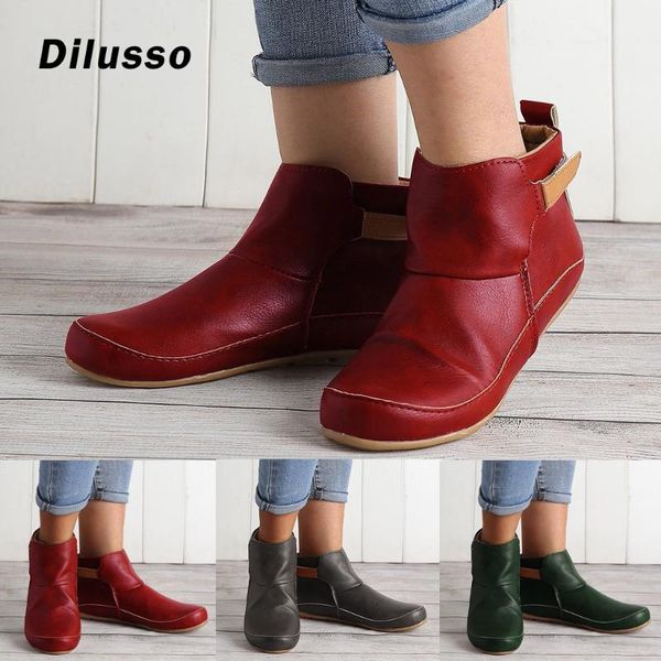 boots women vintage leather flat waterproof shoes winter round toe ankle ultralight footwear slip on, Black
boots women vintage leather flat waterproof shoes winter round toe ankle ultralight footwear slip on, Black