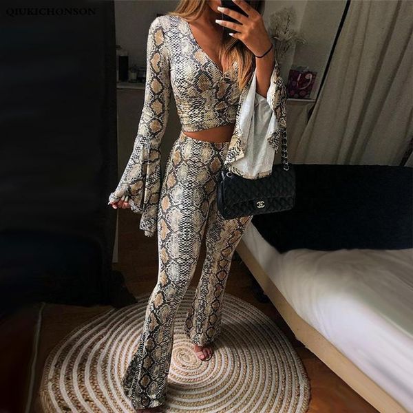 women's two piece pants woman outfit set snake print matching outfits snakeskin v neck flare sleeve and flared, White
women's two piece pants woman outfit set snake print matching outfits snakeskin v neck flare sleeve and flared, White