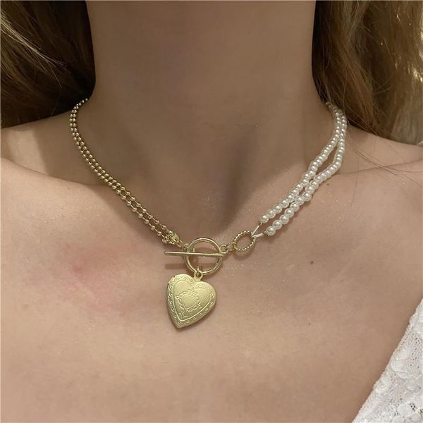 pendant necklaces origin summer trendy gold love heart asymmetric necklace for women double-layer toggle clasp faux pearl jewelry, Silver
pendant necklaces origin summer trendy gold love heart asymmetric necklace for women double-layer toggle clasp faux pearl jewelry, Silver